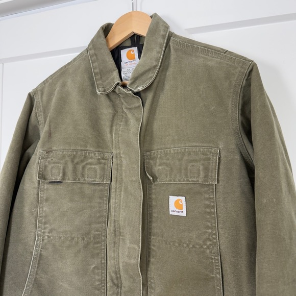 Carhartt Jackets & Blazers - Womens Carhartt WC026 LOV Chore Jacket Large Olive Green Quilt Lined Canvas